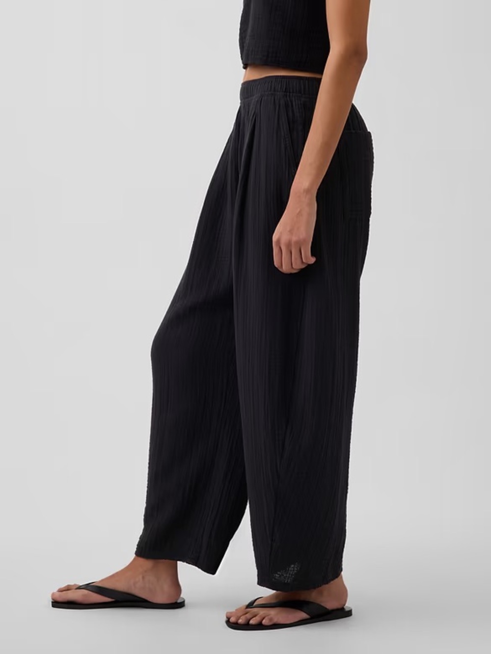 NEW! Gap Black Cotton Gauze Easy Barrel Pants  877646 🩷 - Picture 3 of 8